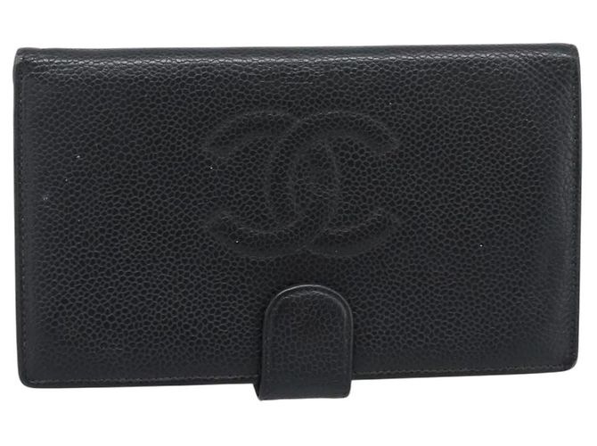 Portafoglio CHANEL Caviar Skin 2 Set Black CC Auth bs36692 Nero - vista 2
