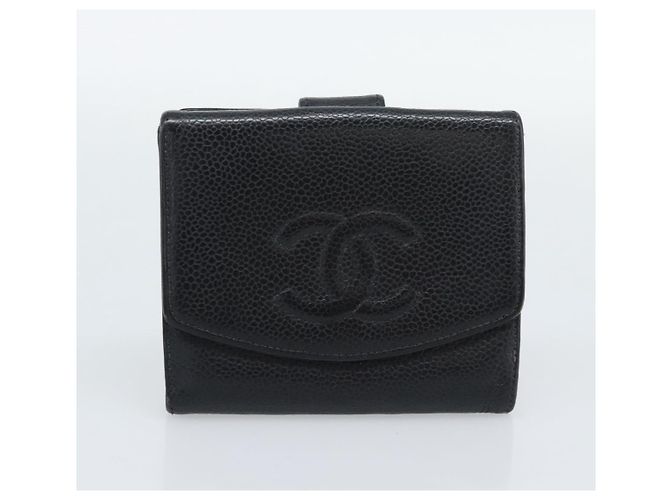 Portafoglio CHANEL Caviar Skin 2 Set Black CC Auth bs36692 Nero - vista 9
