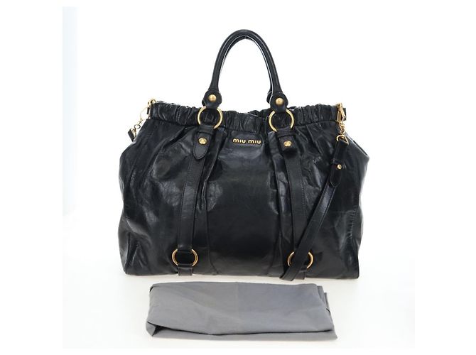 Borsa a mano Miu Miu in pelle 2way Nero Oro Auth am12097SAV D'oro - vista 12
