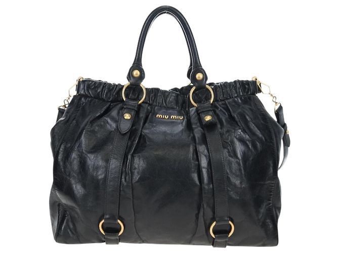 Borsa a mano Miu Miu in pelle 2way Nero Oro Auth am12097SAV D'oro - vista 13