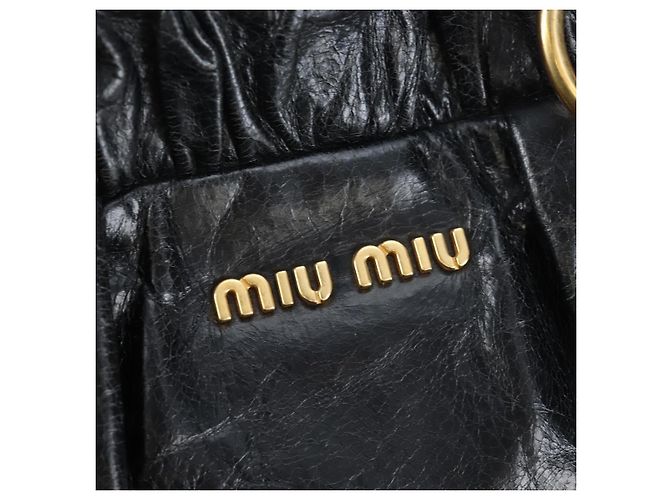 Borsa a mano Miu Miu in pelle 2way Nero Oro Auth am12097SAV D'oro - vista 19