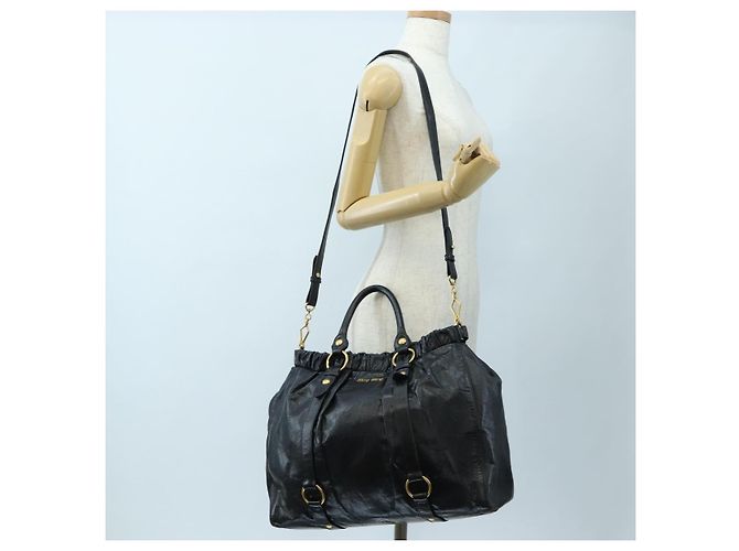 Borsa a mano Miu Miu in pelle 2way Nero Oro Auth am12097SAV D'oro - vista 25