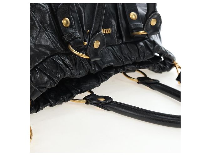 Borsa a mano Miu Miu in pelle 2way Nero Oro Auth am12097SAV D'oro - vista 6