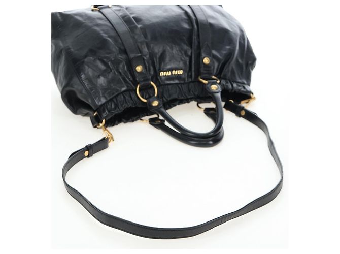Borsa a mano Miu Miu in pelle 2way Nero Oro Auth am12097SAV D'oro - vista 9