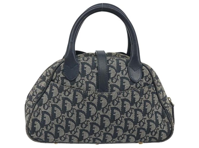 Borsa a mano double saddle Christian Dior Trotter Canvas Navy Gold Auth 191979V D'oro Blu navy - vista 2
