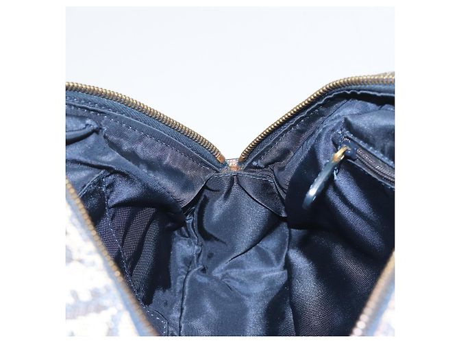 Borsa a mano double saddle Christian Dior Trotter Canvas Navy Gold Auth 191979V D'oro Blu navy - vista 23