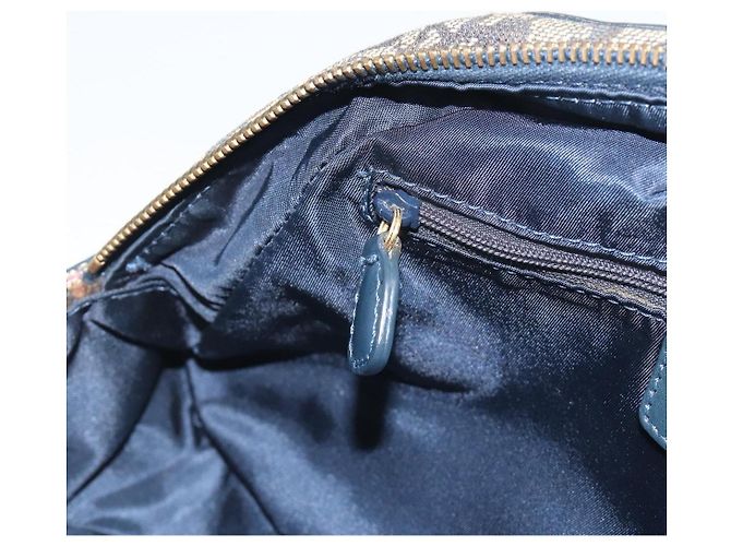 Borsa a mano double saddle Christian Dior Trotter Canvas Navy Gold Auth 191979V D'oro Blu navy - vista 24