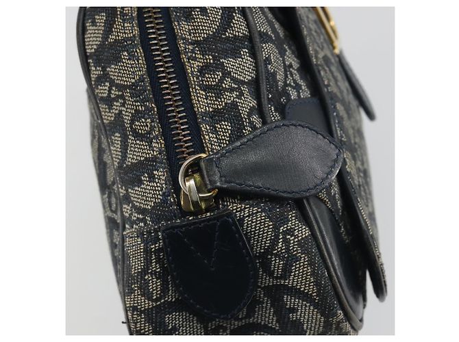 Borsa a mano double saddle Christian Dior Trotter Canvas Navy Gold Auth 191979V D'oro Blu navy - vista 9
