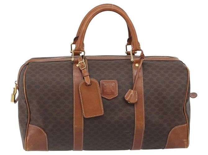 Céline Borsa Boston CELINE Macadam PVC Pelle Marrone Tono Oro Auth ep15333 - vista 13