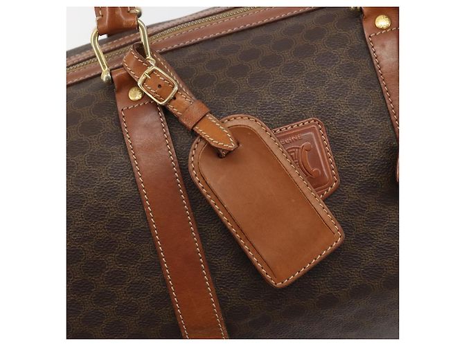 Céline Borsa Boston CELINE Macadam PVC Pelle Marrone Tono Oro Auth ep15333 - vista 18