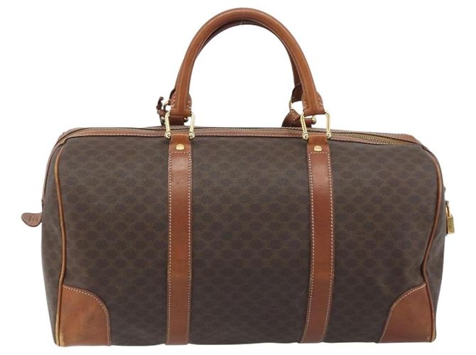 Céline Borsa Boston CELINE Macadam PVC Pelle Marrone Tono Oro Auth ep15333 - vista 2