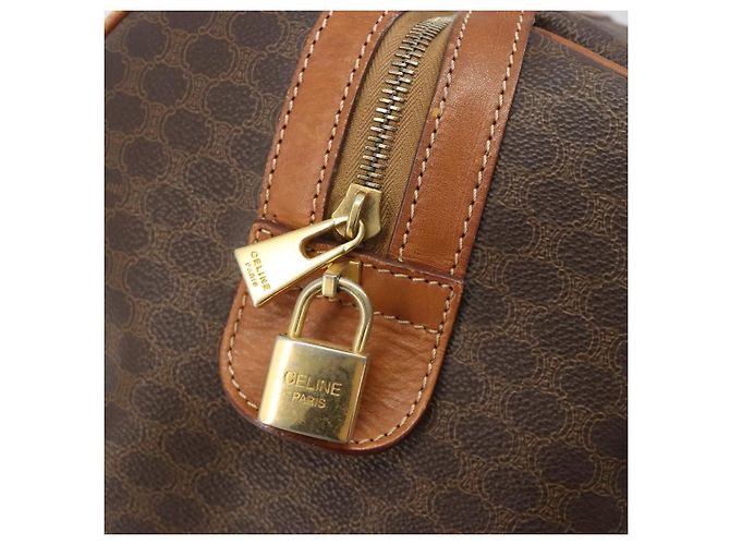 Céline Borsa Boston CELINE Macadam PVC Pelle Marrone Tono Oro Auth ep15333 - vista 20
