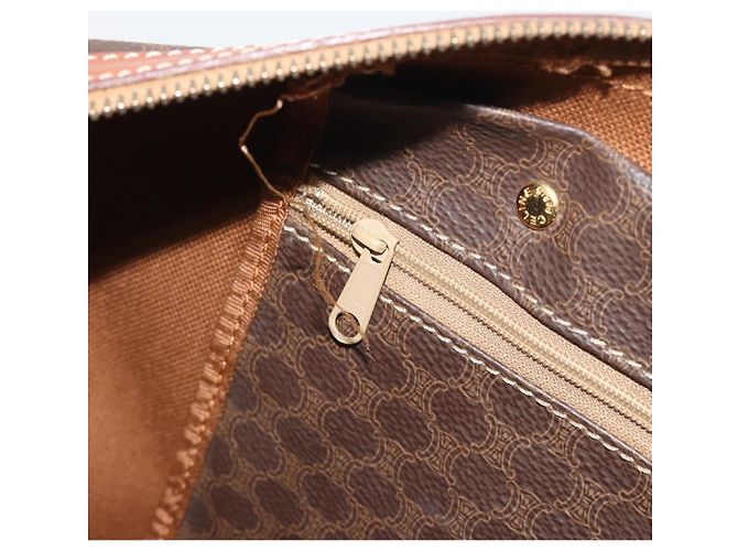 Céline Borsa Boston CELINE Macadam PVC Pelle Marrone Tono Oro Auth ep15333 - vista 23