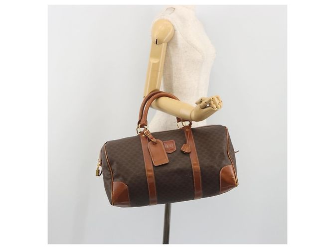 Céline Borsa Boston CELINE Macadam PVC Pelle Marrone Tono Oro Auth ep15333 - vista 28