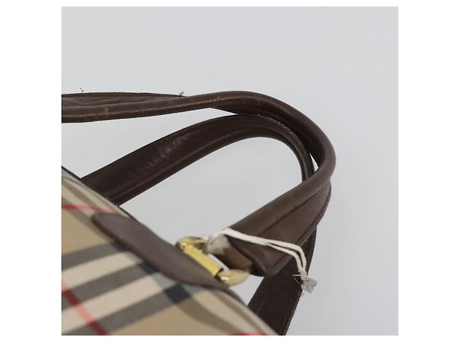 Borsa Boston Burberrys Nova Check Canvas Beige Gold Auth 191914 D'oro - vista 14