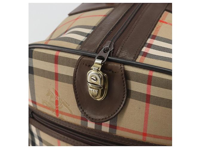Borsa Boston Burberrys Nova Check Canvas Beige Gold Auth 191914 D'oro - vista 19