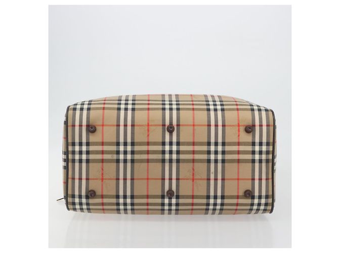 Borsa Boston Burberrys Nova Check Canvas Beige Gold Auth 191914 D'oro - vista 5
