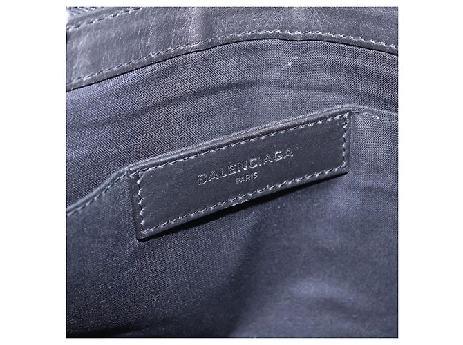 BALENCIAGA Navy Clip M Clutch Bag Canvas White Black 373834 Auth ka5572 - view 10