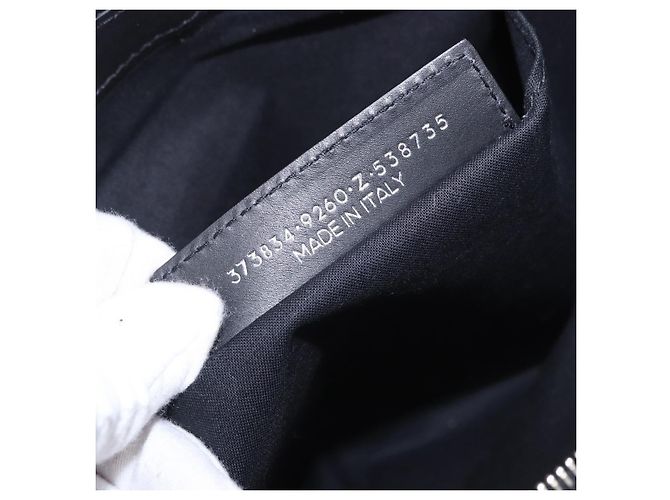 BALENCIAGA Navy Clip M Clutch Bag Canvas White Black 373834 Auth ka5572 - view 12
