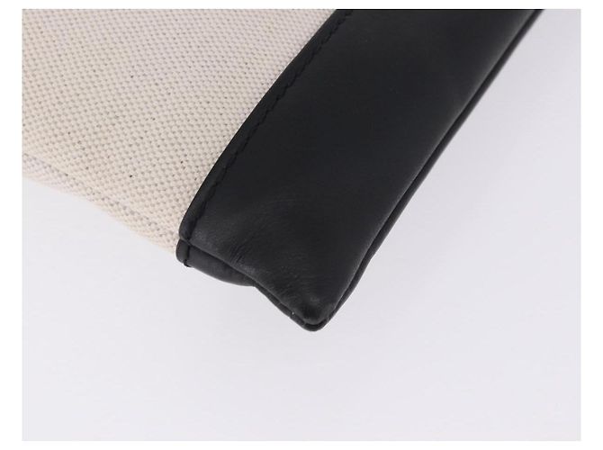 BALENCIAGA Navy Clip M Clutch Bag Canvas White Black 373834 Auth ka5572 - view 14