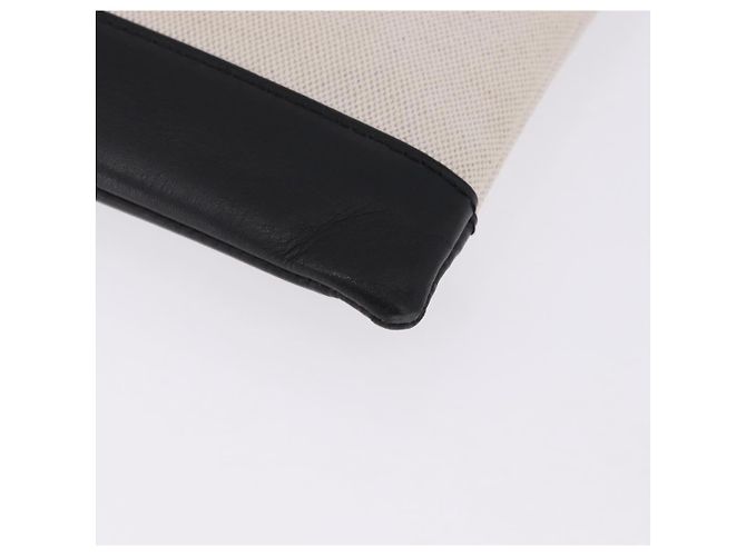 BALENCIAGA Navy Clip M Clutch Bag Canvas White Black 373834 Auth ka5572 - view 15