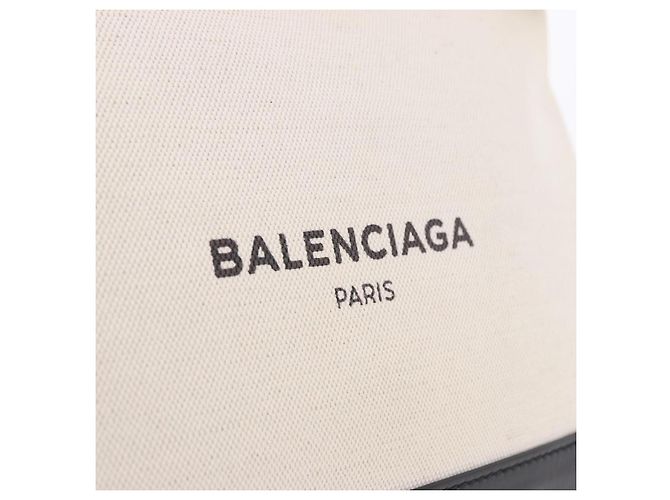BALENCIAGA Navy Clip M Clutch Bag Canvas White Black 373834 Auth ka5572 - view 16