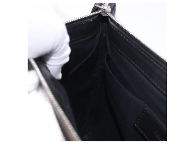 BALENCIAGA Navy Clip M Clutch Bag Canvas White Black 373834 Auth ka5572 - view 18