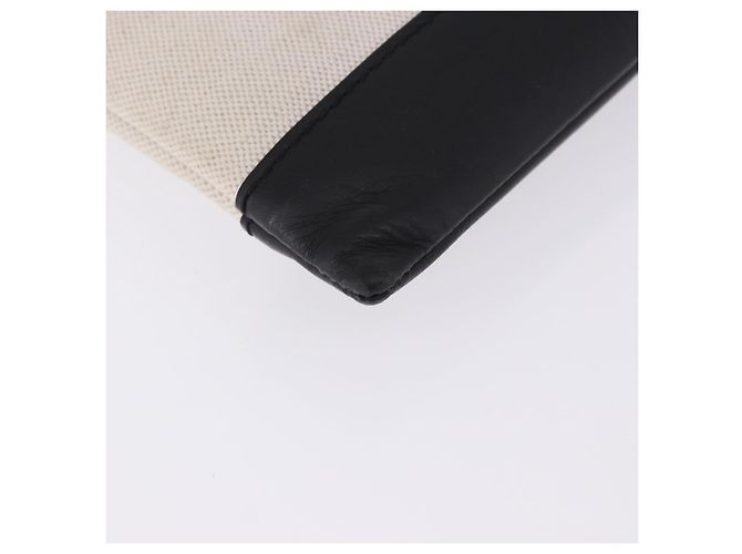 BALENCIAGA Navy Clip M Clutch Bag Canvas White Black 373834 Auth ka5572 - view 7