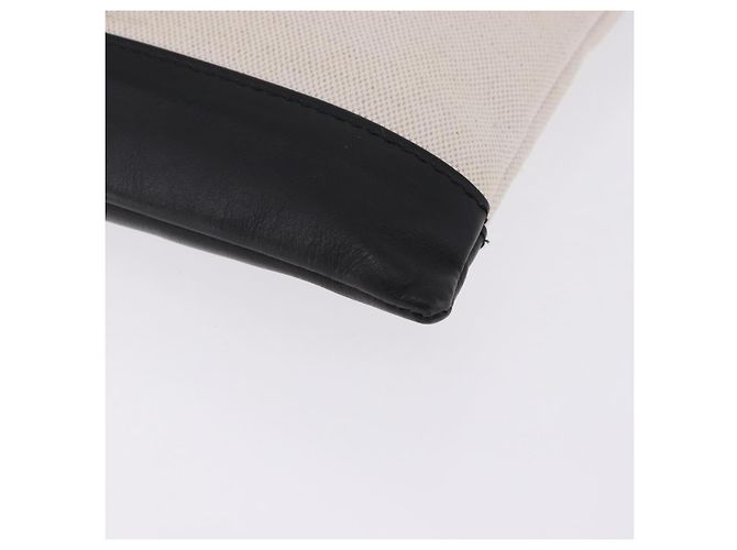 BALENCIAGA Navy Clip M Clutch Bag Canvas White Black 373834 Auth ka5572 - view 8