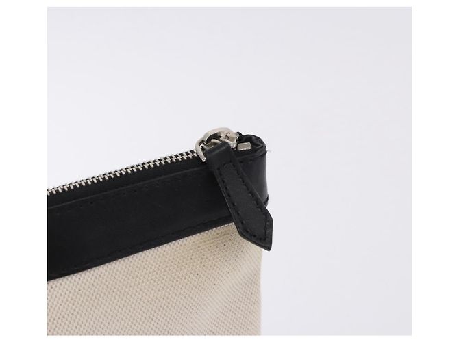 BALENCIAGA Navy Clip M Clutch Bag Canvas White Black 373834 Auth ka5572 - view 9