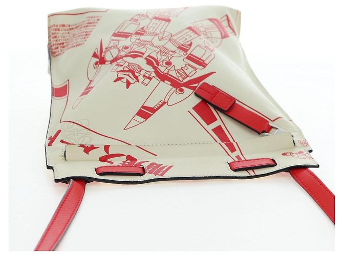 Bolsa de Ombro LOEWE Gundam em Couro Beige Red Auth 167470M - vista 14