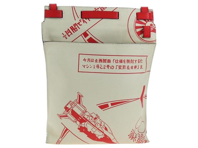 Bolsa de Ombro LOEWE Gundam em Couro Beige Red Auth 167470M - vista 2