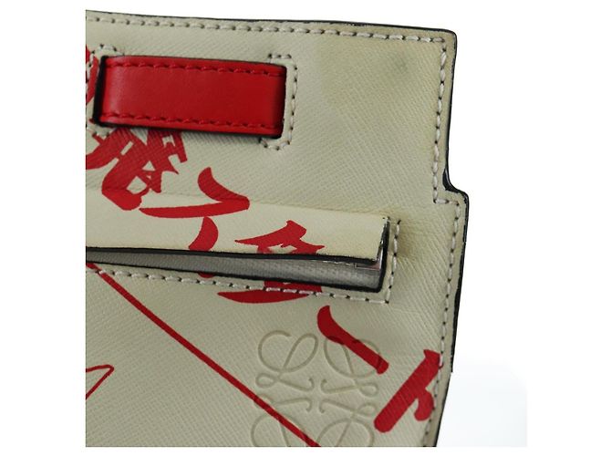 Bolsa de Ombro LOEWE Gundam em Couro Beige Red Auth 167470M - vista 20