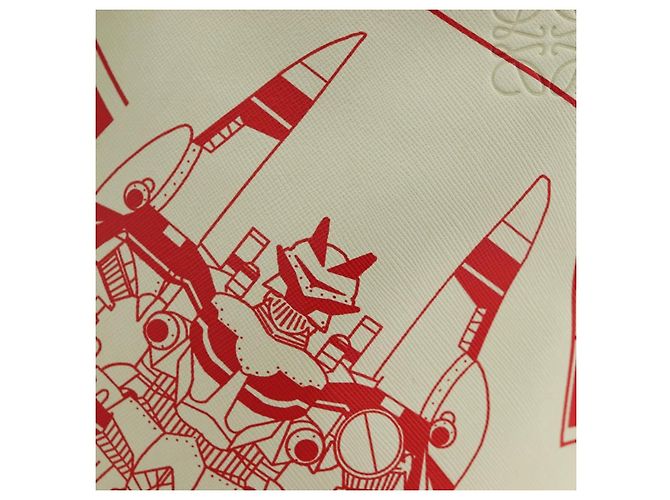 Bolsa de Ombro LOEWE Gundam em Couro Beige Red Auth 167470M - vista 22