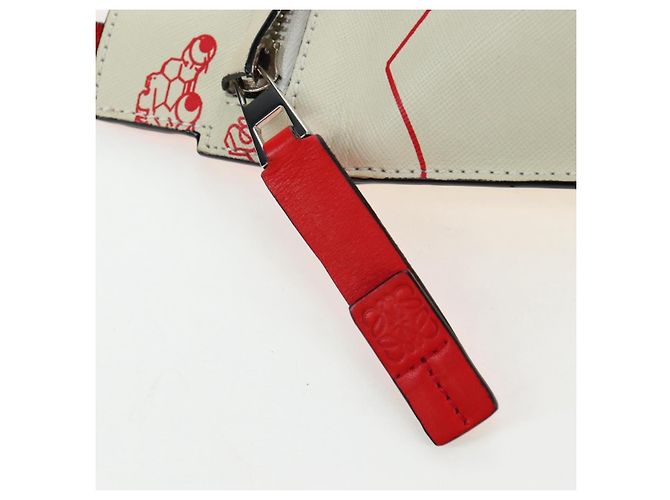 Bolsa de Ombro LOEWE Gundam em Couro Beige Red Auth 167470M - vista 24