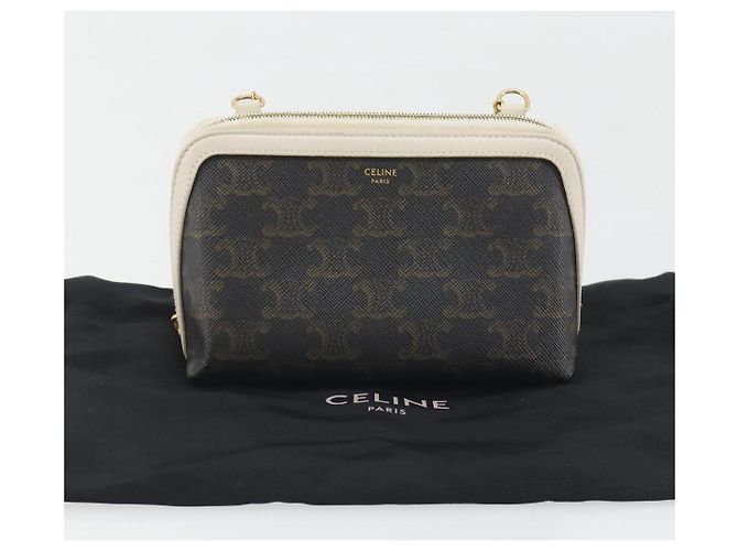 Céline CELINE Triomphe Chain Schultertasche PVC Black Gold Auth 191964A Schwarz Golden - Ansicht 12