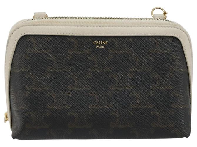 Céline CELINE Triomphe Chain Schultertasche PVC Black Gold Auth 191964A Schwarz Golden - Ansicht 13