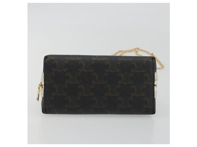 Céline CELINE Triomphe Chain Schultertasche PVC Black Gold Auth 191964A Schwarz Golden - Ansicht 6
