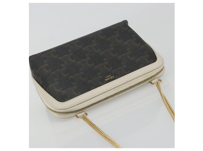 Céline CELINE Triomphe Chain Schultertasche PVC Black Gold Auth 191964A Schwarz Golden - Ansicht 7