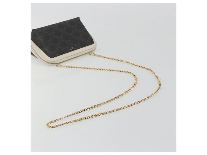 Céline CELINE Triomphe Chain Schultertasche PVC Black Gold Auth 191964A Schwarz Golden - Ansicht 8