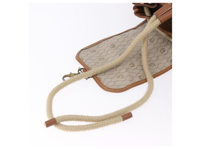 Borsa a tracolla Christian Dior Honeycomb Canvas PVC Beige Auth 191990 - vista 10