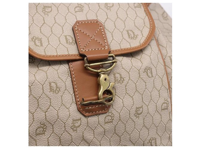 Borsa a tracolla Christian Dior Honeycomb Canvas PVC Beige Auth 191990 - vista 17