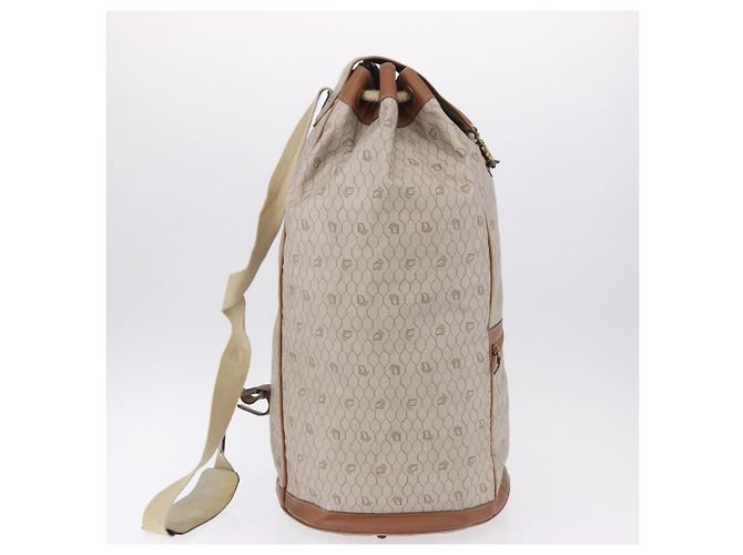 Borsa a tracolla Christian Dior Honeycomb Canvas PVC Beige Auth 191990 - vista 4