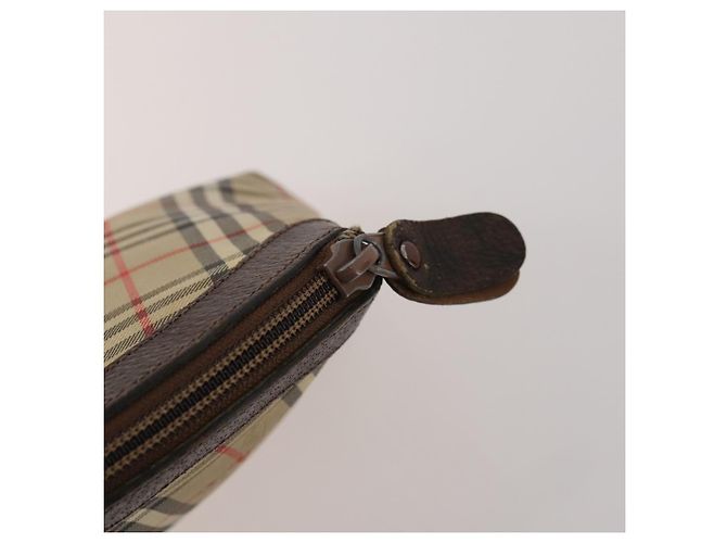 Borsa a Pochette Burberrys Nova Check Nylon Pelle Canvas 6 Set Beige Auth 190007 Nero - vista 11
