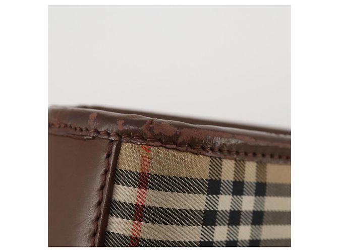 Borsa a Pochette Burberrys Nova Check Nylon Pelle Canvas 6 Set Beige Auth 190007 Nero - vista 23