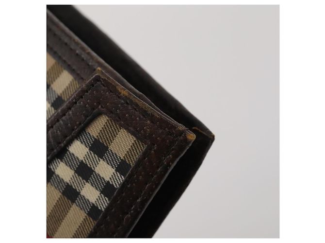 Borsa a Pochette Burberrys Nova Check Nylon Pelle Canvas 6 Set Beige Auth 190007 Nero - vista 7