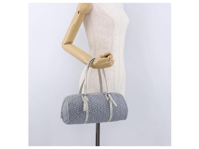 Céline Sac à main CELINE C Macadam Canvas Bleu Argent Auth 194875A Argenté - vue 21