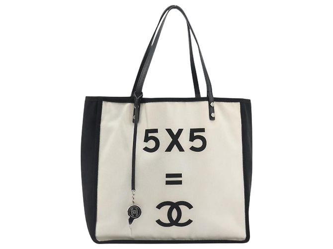 Borsa Tote CHANEL Let's Lemon Canvas Beige Silver CC Auth 193780V Argento - vista 13