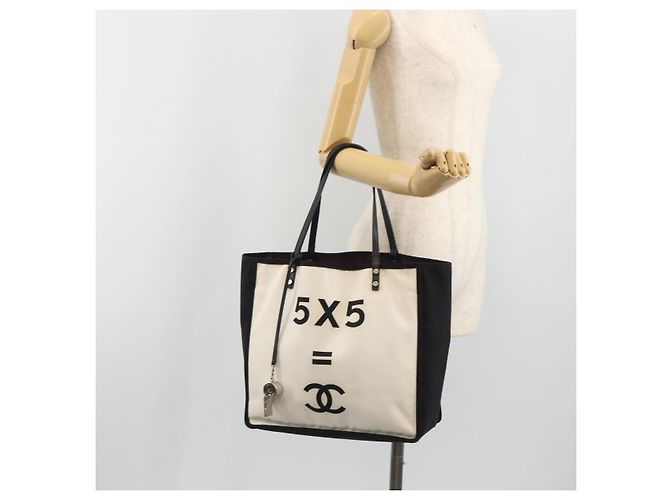 Borsa Tote CHANEL Let's Lemon Canvas Beige Silver CC Auth 193780V Argento - vista 24