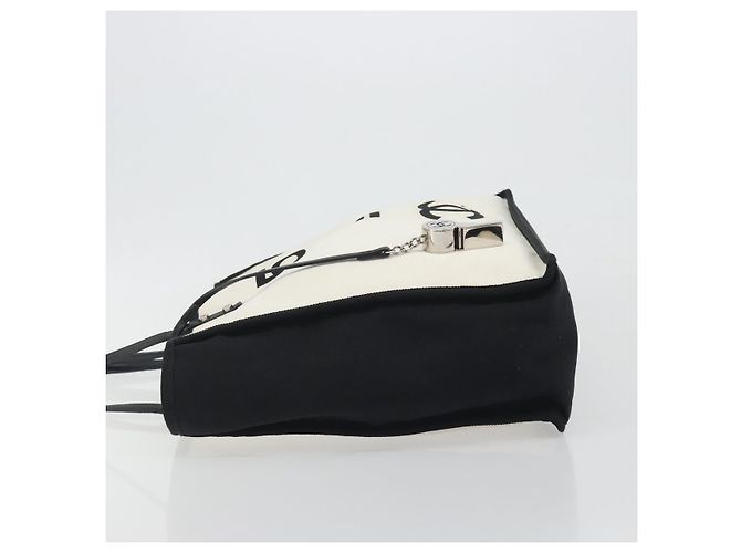 Borsa Tote CHANEL Let's Lemon Canvas Beige Silver CC Auth 193780V Argento - vista 4